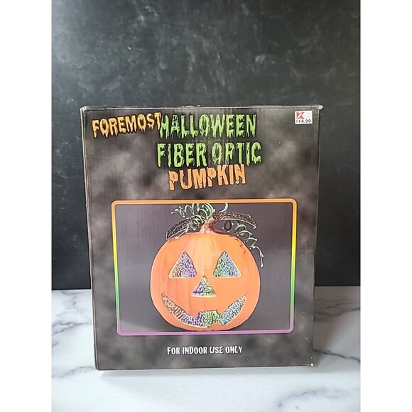 Fiber Optic Halloween Fall Pumpkin Decor Light Up Plug In Vintage Foremost - Picture 1 of 10